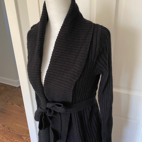 Old Navy Maternity Black Tie Sweater Coat Small - Picture 3 of 4